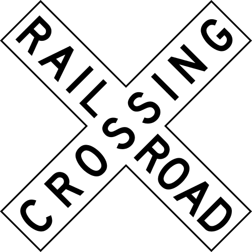 Sign referenced by the question: You're approaching a railroad crossing marked only by this sign, with no gates or flashing lights. What should you do?