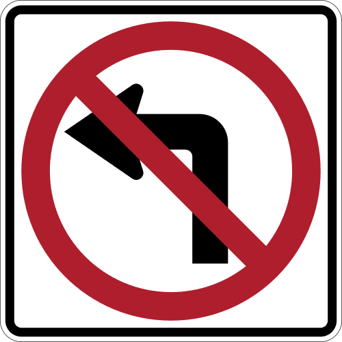 Sign referenced by the question: You want to turn left at the next intersection, but the sign shown is posted at the corner. What does it mean for your t