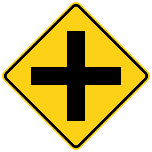 Sign referenced by the question: A sign like this one stands beside a country road you're traveling on. What is it telling you about the road ahead?