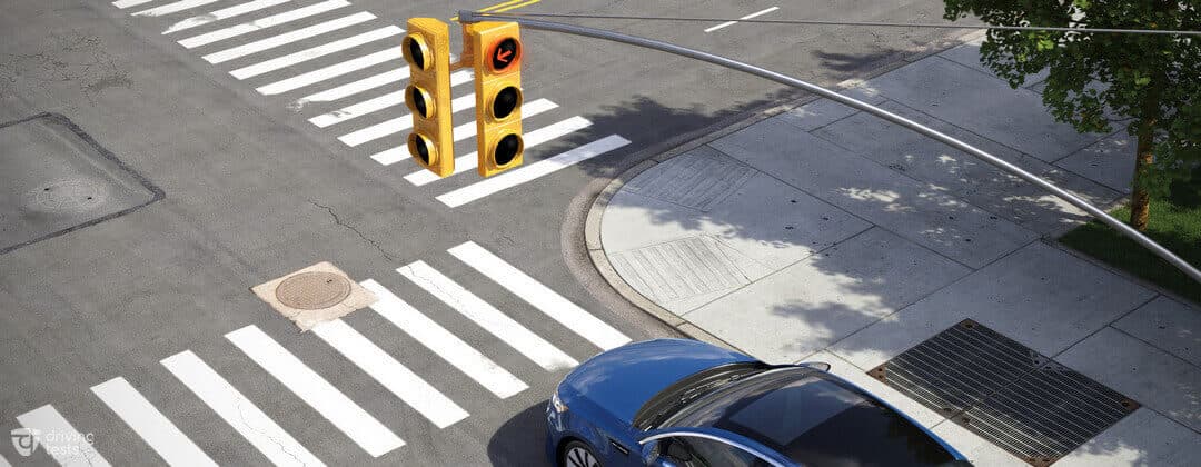 Sign referenced by the question: A red arrow signal at an intersection indicates that